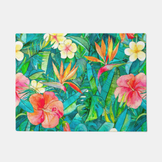 Felpudo Jardín tropical clásico en acuarelas Doormat