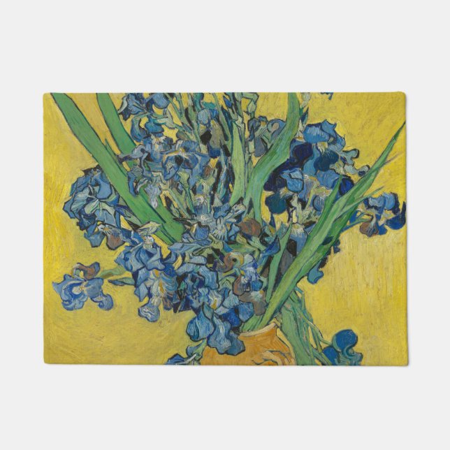 Felpudo Jarrón Van Gogh con Iris Clasicismo Impresionista (Anverso)
