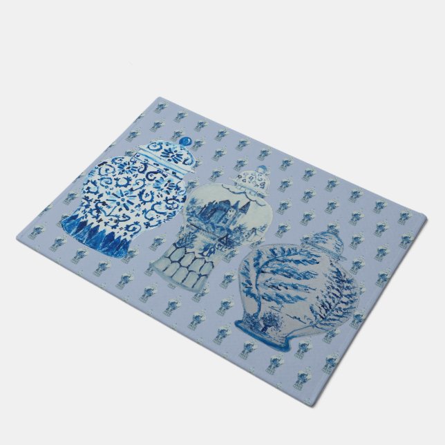 Felpudo Jarrones de jengibre azules y blancos (Angular)
