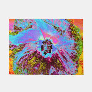 Felpudo Jazmín Hibisco Azul y Magenta Psicodélico