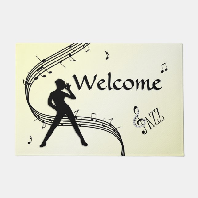 Felpudo Jazz Dance Yellow Music Welcome (Anverso)