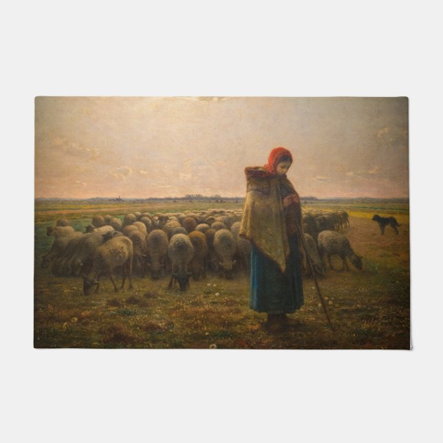 Felpudo Jean-Francois Millet - Pastora y rebaño 1863 (Anverso)