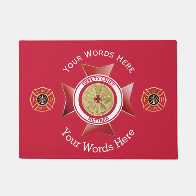 Felpudo Jefe retirado de bomberos adjunto 4 Personalizado  (Anverso)