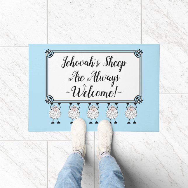 Felpudo "Jehovah's Sheep Are Always Welcome" Doormat (Interior)