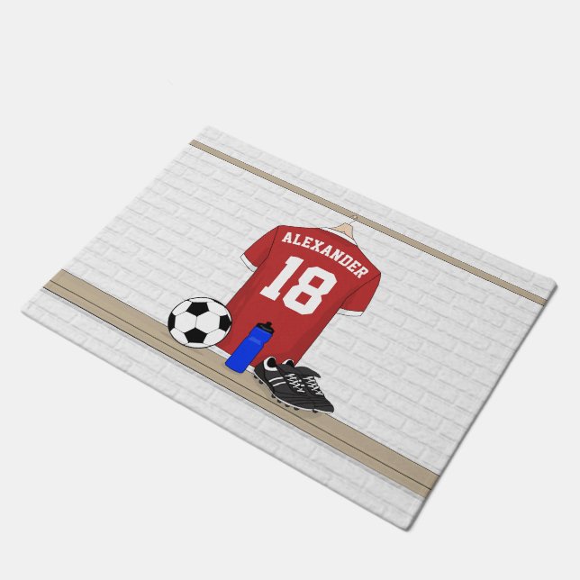 Felpudo Jersey de fútbol rojo y blanco personalizado (Angular)