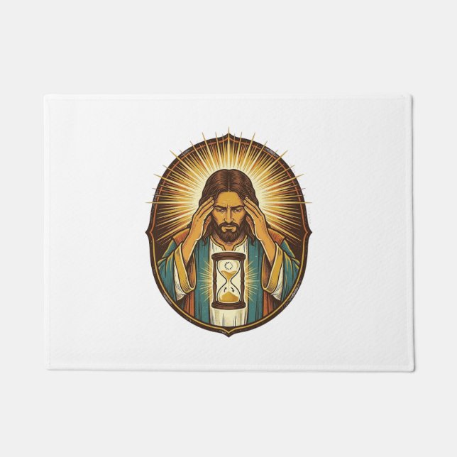 Felpudo Jesús Impaciente Cargando Reloj de Arena Internet  (Anverso)