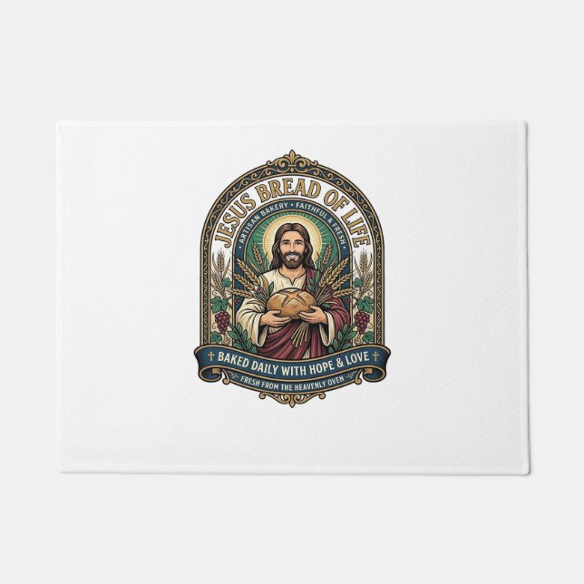 Felpudo Jesús Pan De Vida Jesús Pan Vida Panadería Cristo (Anverso)