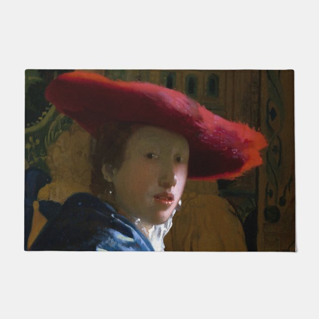 Felpudo Johannes Vermeer - Chica con un Gorra rojo (Anverso)