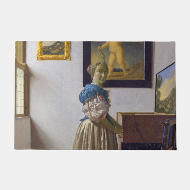 Felpudo Johannes Vermeer - Lady de pie en un vírgen (Anverso)