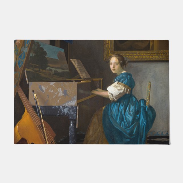 Felpudo Johannes Vermeer - Lady sentada en un Virginal (Anverso)