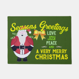 Felpudo Jolly Santa con saludos de temporada sobre VERDE