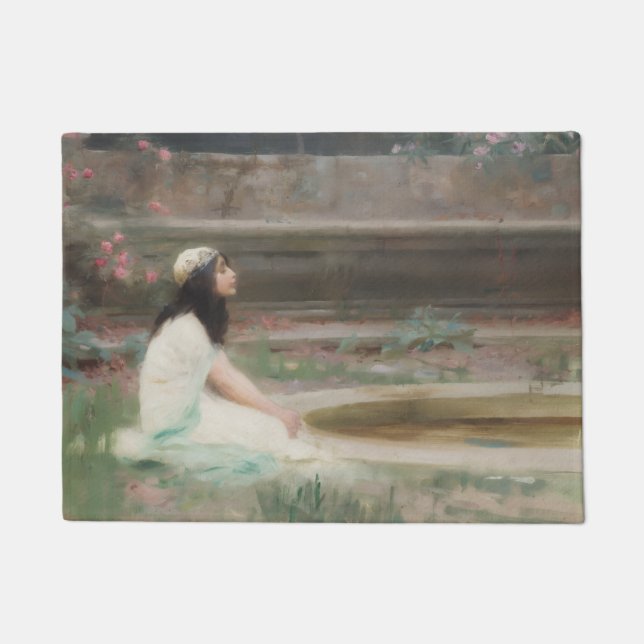 Felpudo Joven muchacha junto a una piscina (de Herbert Dra (Anverso)
