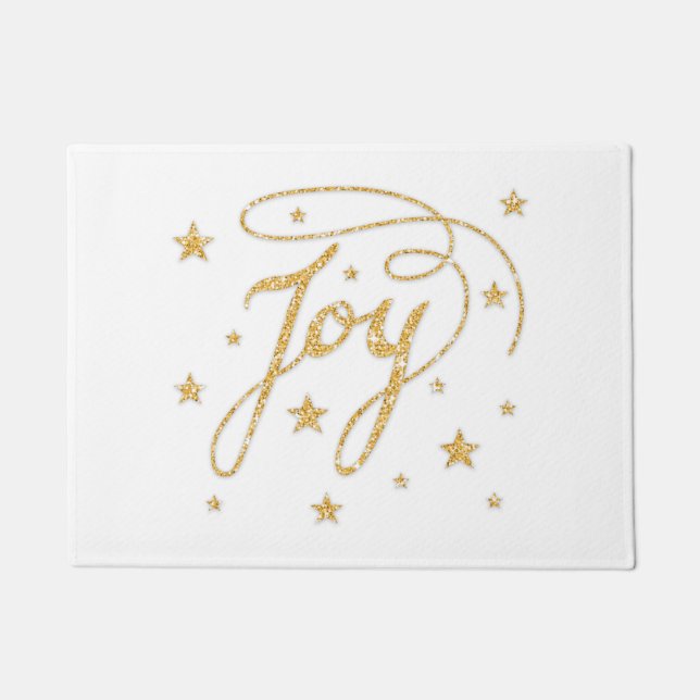 Felpudo JOY Text Faux Gold Purpurinas Look Navidades (Anverso)