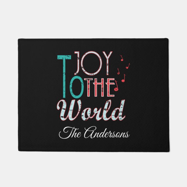 Felpudo Joy to the World Navidades Typography Notas musica (Anverso)