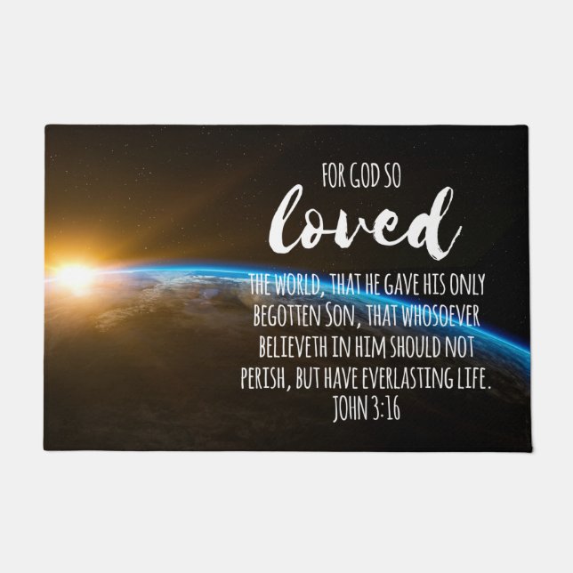 Felpudo Juan 3:16 Biblia Verse Christian (Anverso)