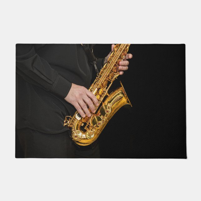 Felpudo Jugador saxofón Jazz Doormat - Instrumento musical (Anverso)
