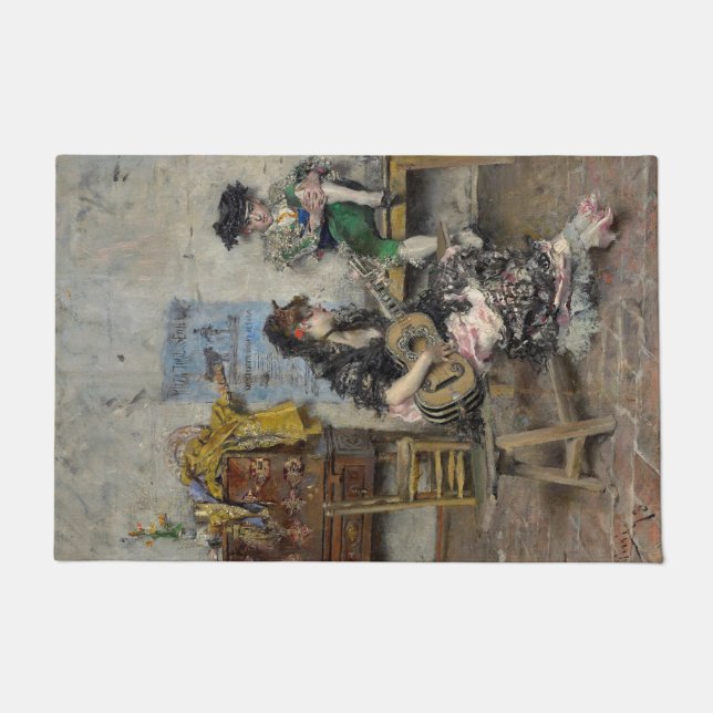 Felpudo Jugadora de guitarra Flamenco (Guitarista Española (Anverso)