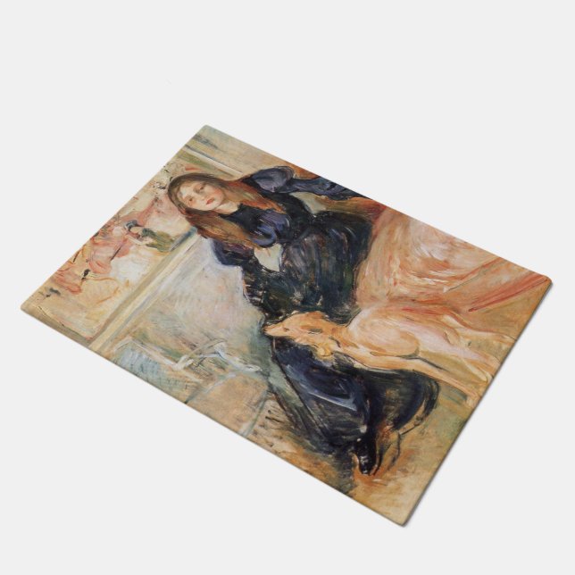 Felpudo Julie Manet y su Greyhound (por Berthe Morisot) (Angular)