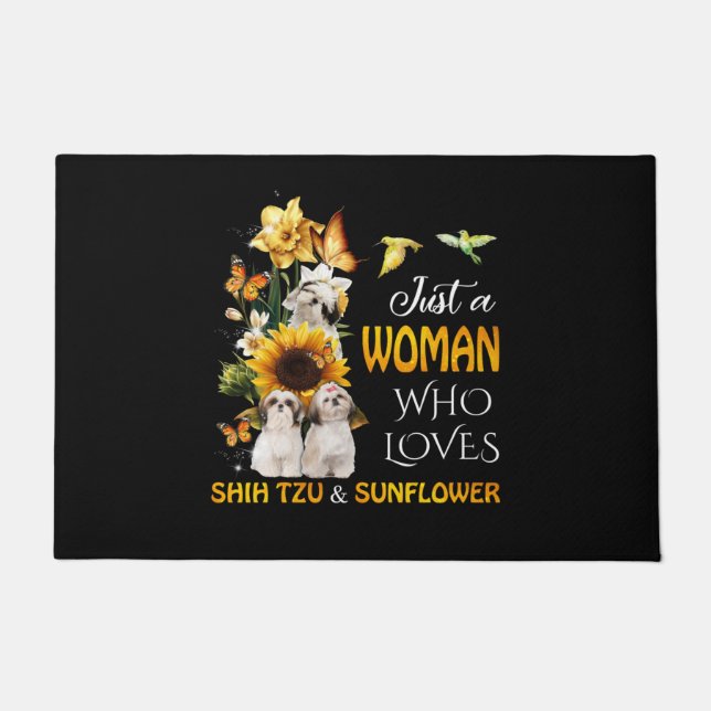 Felpudo Just A Woman Who Loves Shih tzu & Sunflower (Anverso)
