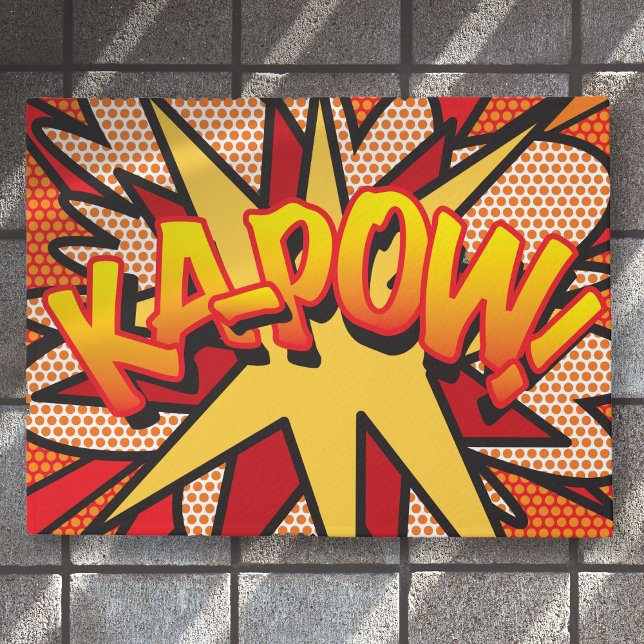 Felpudo KA-POW Diversión Arte Pop de Cómic Retro (KA-POW Fun Retro Comic Book Pop Art Doormat)