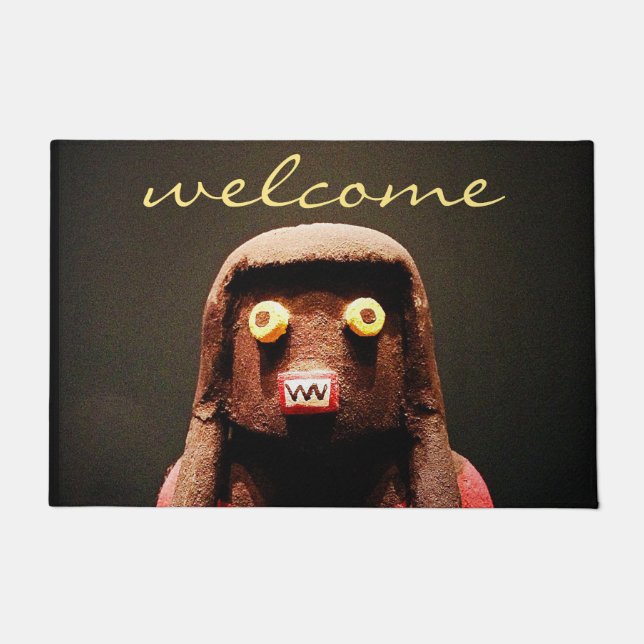 Felpudo Kachina Doll Photo Welcome Script Curte Whimsical (Anverso)