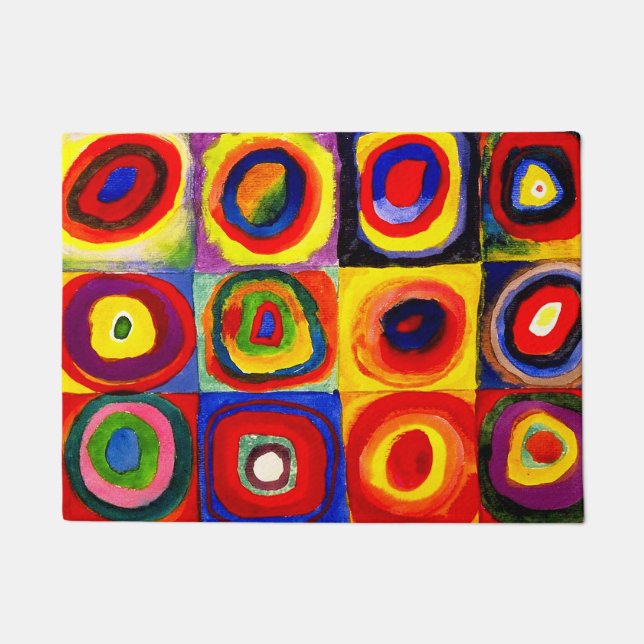 Felpudo Kandinsky Farbstudie Quadrate Squares Círculos Art (Anverso)