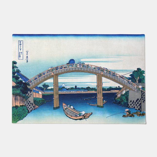 Felpudo Katsushika Hokusai - Bajo el puente Mannen, Fukaga (Anverso)