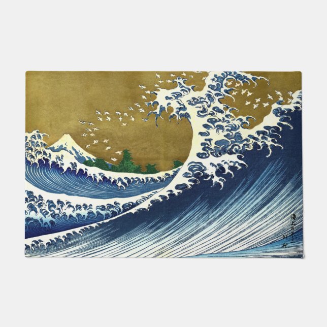 Felpudo Katsushika Hokusai - Ola grande de color (Anverso)