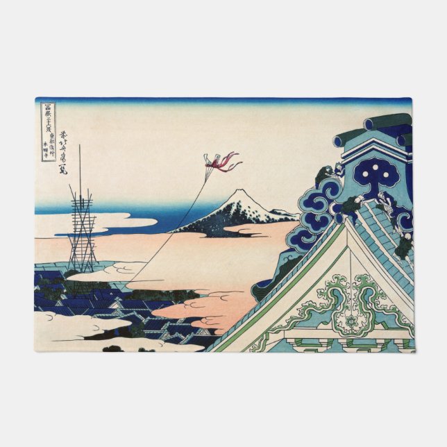 Felpudo Katsushika Hokusai - Templo Asakusa Honganji, Edo (Anverso)