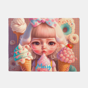 Felpudo Kawaii chica lindo con personalizado de helados