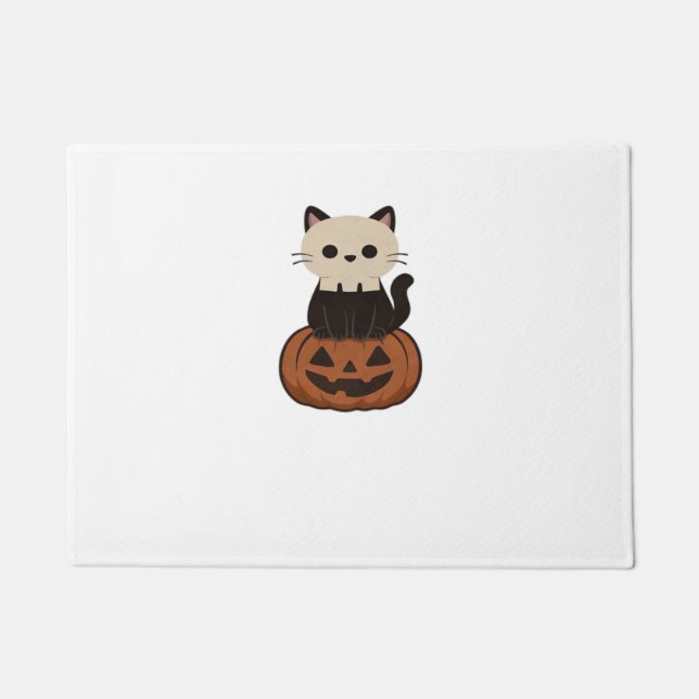 Felpudo Kawaii Halloween Cat y calabaza Classic T-Shirt (Anverso)