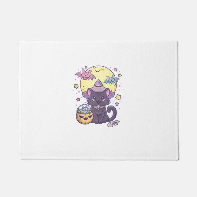 Felpudo Kawaii Pastel Gótico Cute espeluznante gato negro  (Anverso)