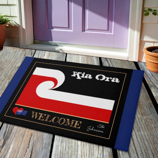 Felpudo Kia Ora y Maori Wave Flag house mat, rugby NZ/blu (Subido por el creador)