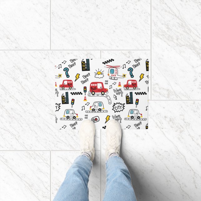 Felpudo Kids Playful Transport Pattern  (Interior)