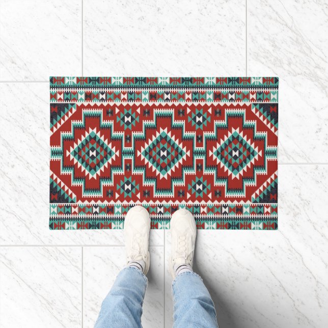 Felpudo Kilim Oriental Verde Negro Blanco Rojo (Interior)
