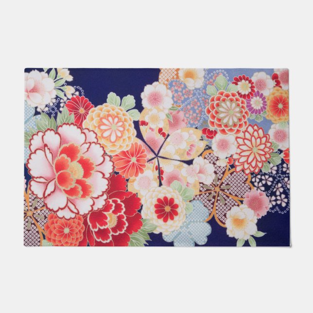 Felpudo KIMONO Japonés Textil, Flor (Anverso)