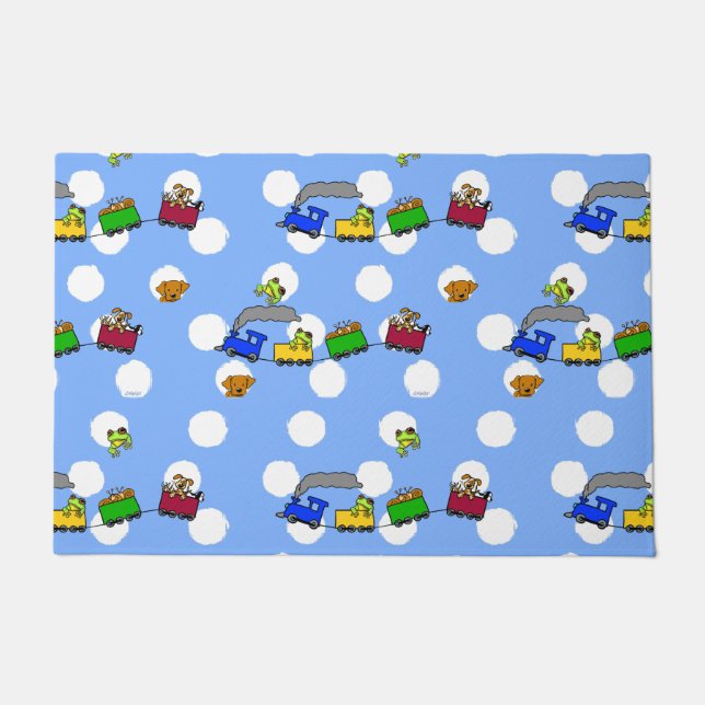 Felpudo KiniArt Entra trenes y perros con pipa (Anverso)