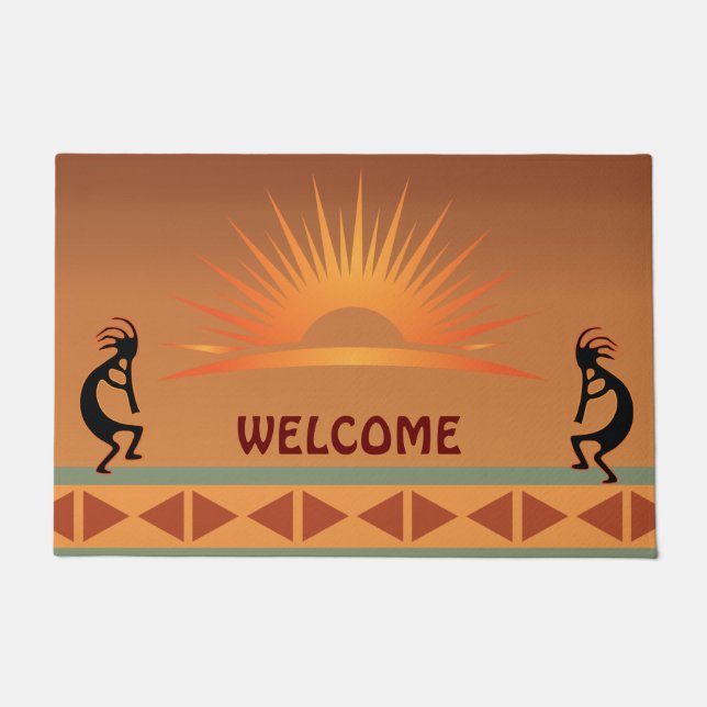 Felpudo Kokopelli Doormat, nativo americano del suroeste (Anverso)