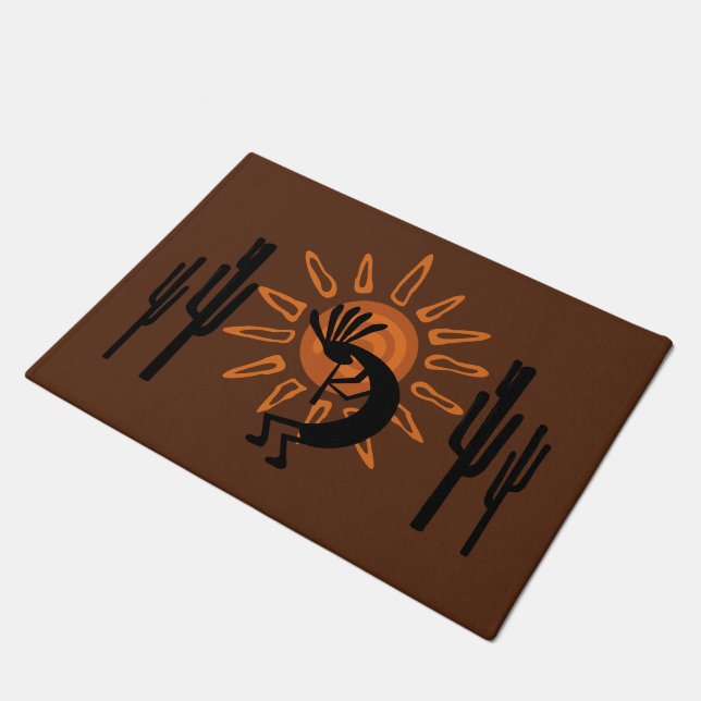 Felpudo Kokopelli Sun Rustic Door Mat (Angular)