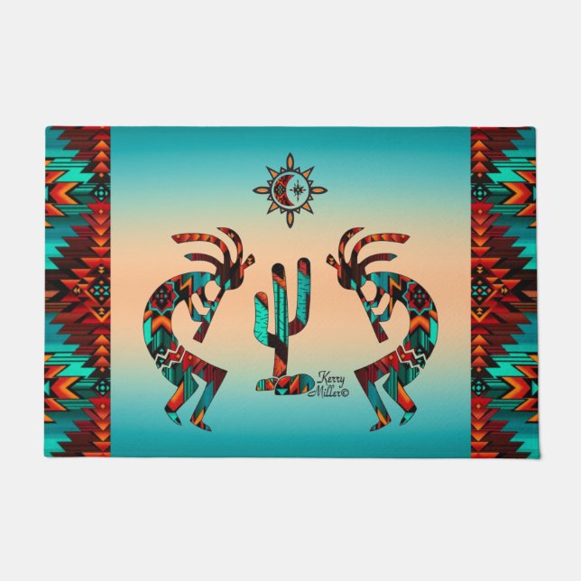 Felpudo Kokopelli Y Cactus (Anverso)