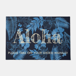 Felpudo Kona Times Hibiscus Hawaiian Aloha Navy