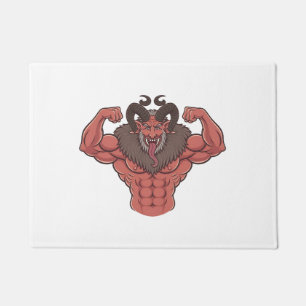 Felpudo Krampus espeluznante de Navidad Flexionando múscul