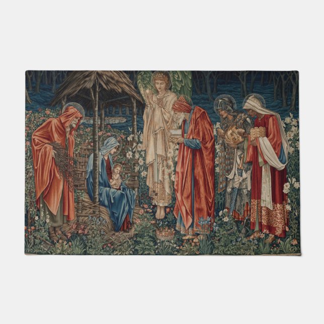 Felpudo La adoración del Magi (por Edward Burne-Jones) (Anverso)