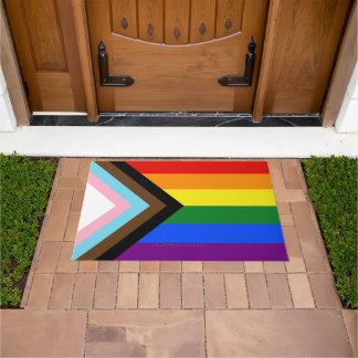 Felpudo La bandera del orgullo progresista de SlipperyJoe'