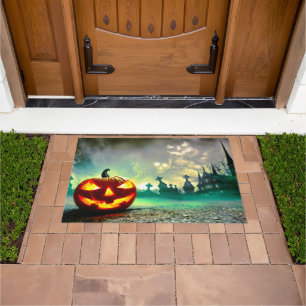 Felpudo La calabaza de Halloween luminosa de SlipperyJoe w