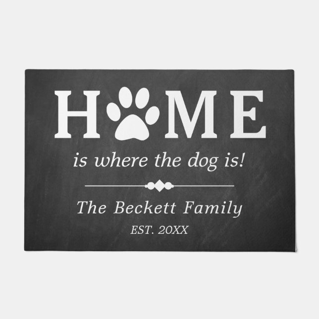 Felpudo La Casa Es Donde Está El Perro | Nombre de la fami (Anverso)