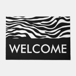 Felpudo La cebra raya negro y blanco del modelo + sus