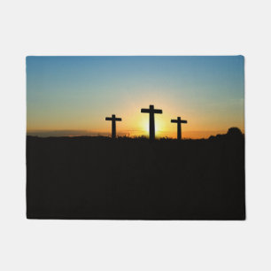 Felpudo La crucifixión cruza al atardecer
