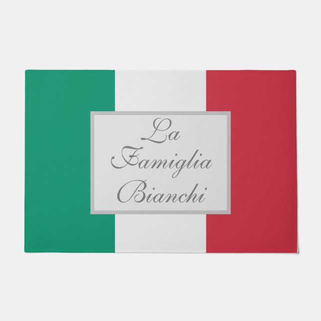 Felpudo La Famiglia Bandera Italiana Su Nombre De Familia  (Anverso)