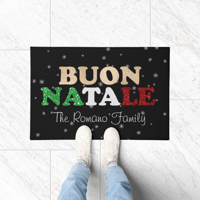 Felpudo La familia Buon Natale nombra a los Navidades ital (Interior)